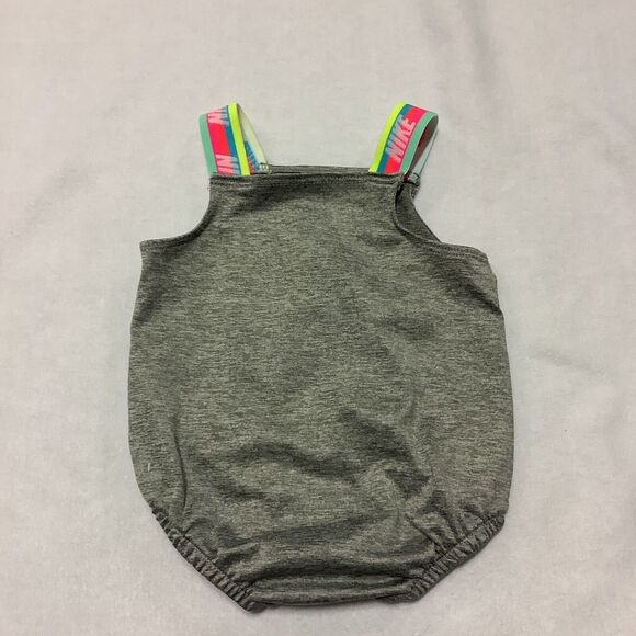 Nike‎ Dri-Fit Gray Baby Girl Bathing Suit Swimsuit Pink Swoosh Size 3 Months - Picture 2 of 9
